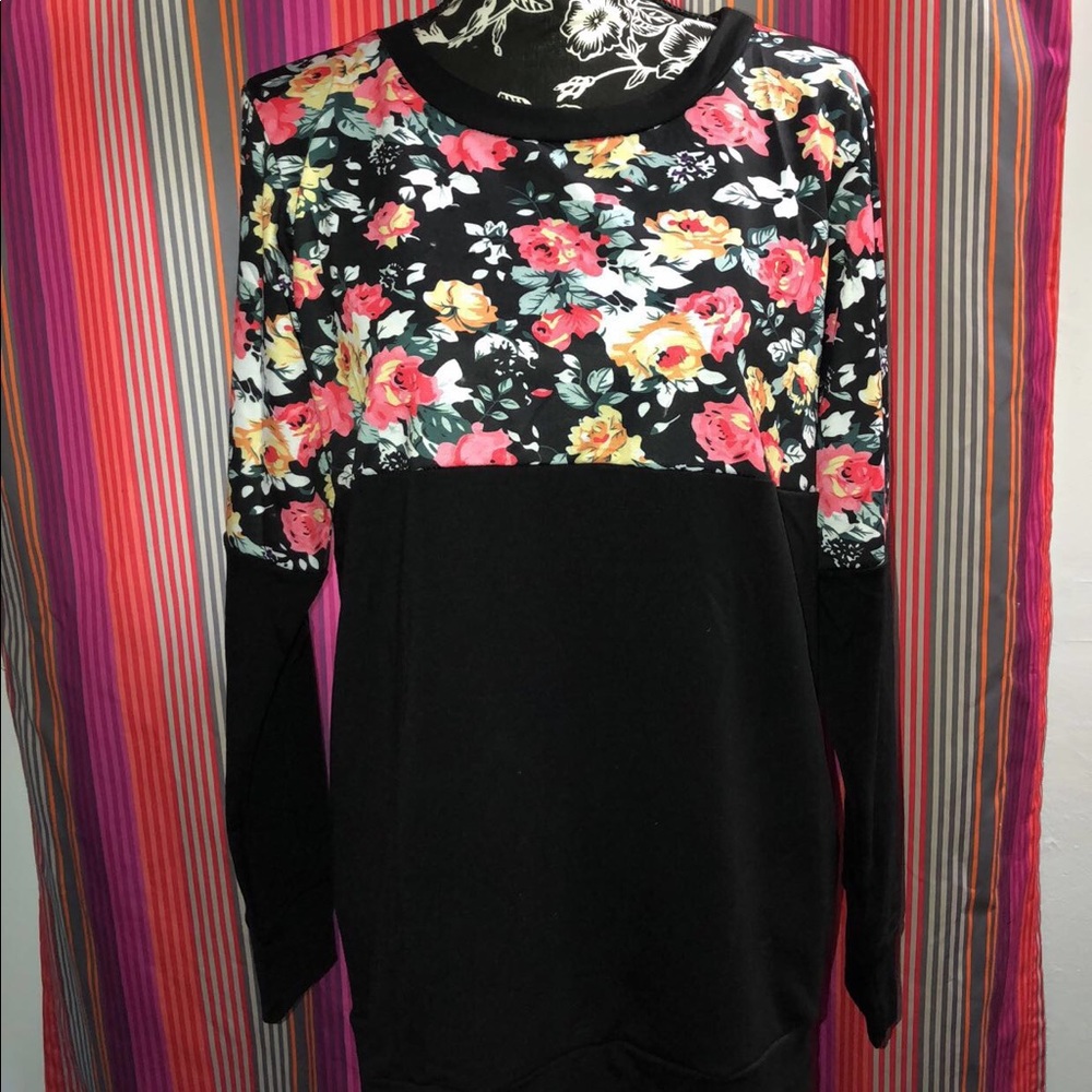 Black & floral long sleeve shirt!